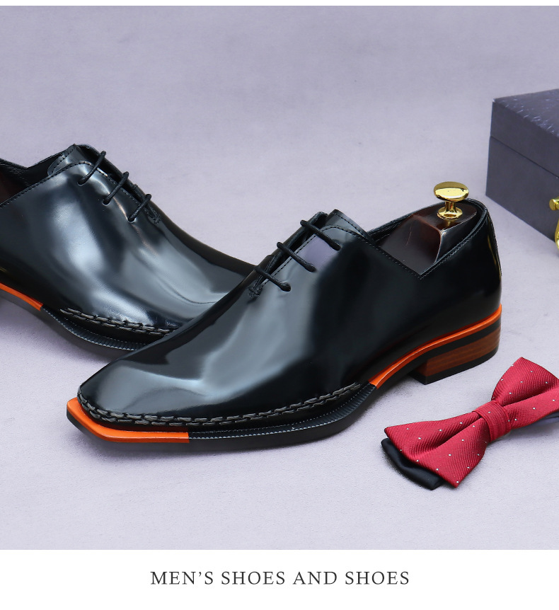 Giày Oxford nam da bò bóng kiểu Anh buộc dây — Màu đen, Màu nâu