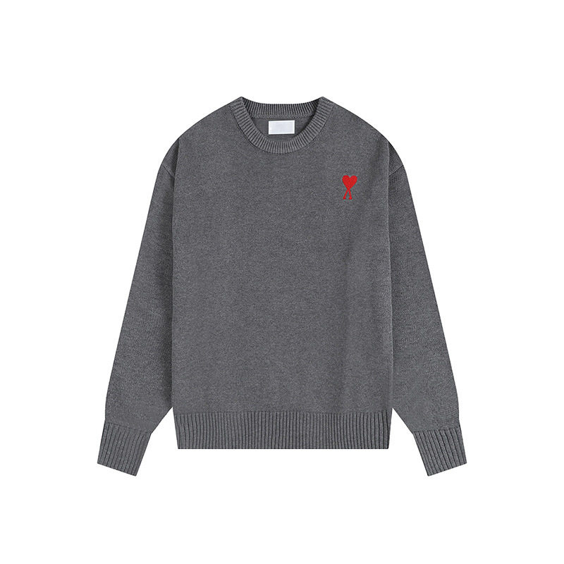 秋冬新款高领爱心毛衣男女条纹青年桃心跨境外贸休闲套头针织衫