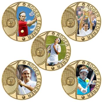 Tennis player Federer commemorative coin gold plated die casting badge collection medal commemorative coin