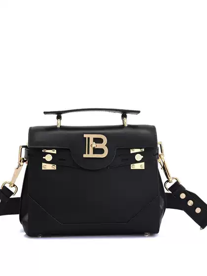 2025 New Balmain Canvas Stitching Women's Shoulder Crossbody Small Motorcycle Bag Spring New Calfskin Bag