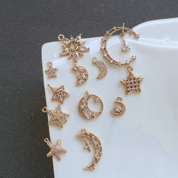 14k gold inlaid zircon five-pointed star moon pendant diy earrings hairpin wreaths all tassel clothing accessories