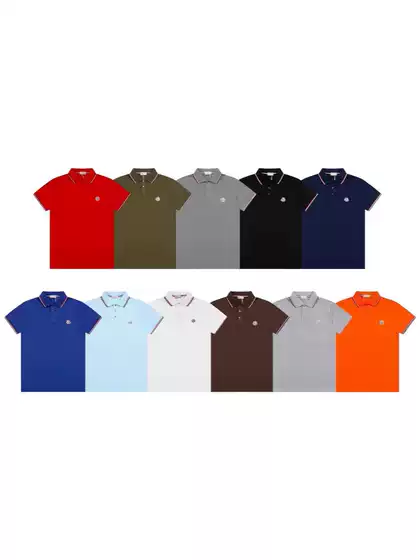 Summer classic red and blue logo pattern short sleeve men's Polo shirt T-shirt lapel half sleeve men's business style