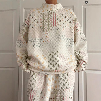 Amazon Independent Site New Women's Suit Loose Turtleneck Top with Elastic Trousers Two-Piece Christmas Style