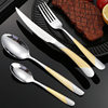 Cross-border Stainless Steel Tableware Embossed Gold Plated Star Diamond Knife and Fork Spoon suit Hotel Western Steak Knife and Fork Household Spoon