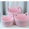 Cat Ears Desktop Storage Basket Hand-woven Cartoon Storage Basket Living Room Key Cotton Rope Storage Basket Storage Basket