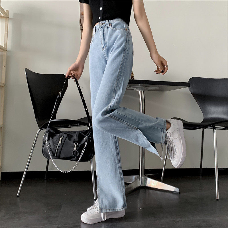 High Waisted Wide Leg Jeans Loose Fit Floor Length Split Hem Spring Summer Fashion Wholesale Available