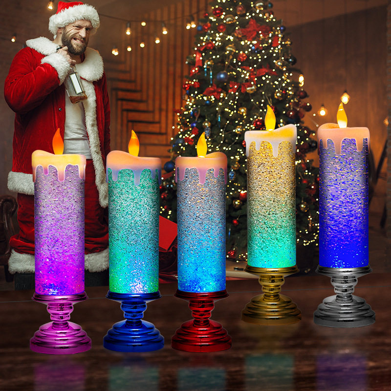 LED Christmas Candles European colorful changing decoration night light colorful dream crystal candle light
