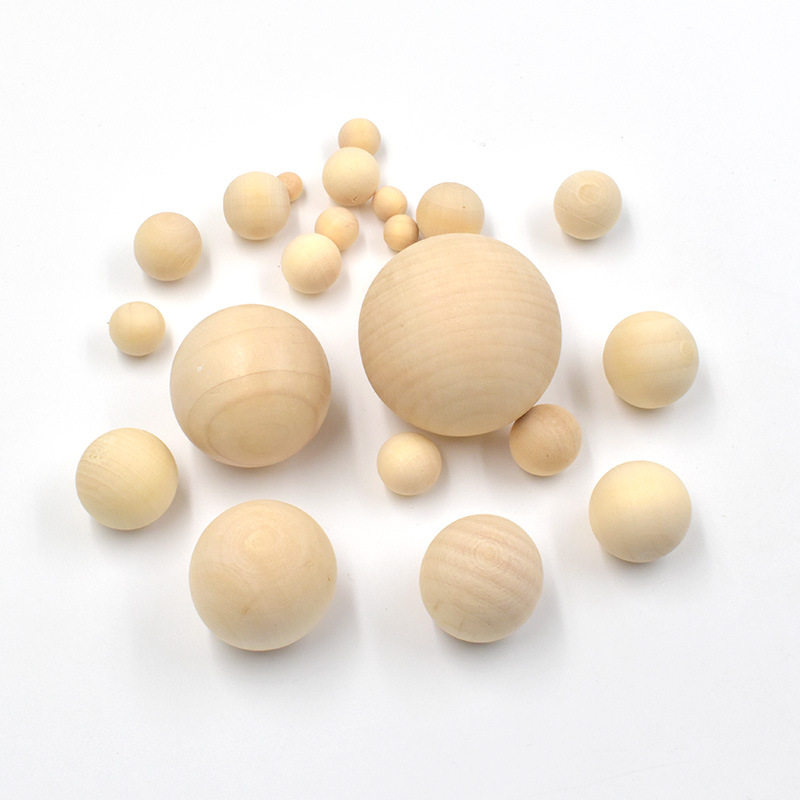 厂家批发8MM-50MM荷木无孔木珠圆球原木色木质不打孔木珠子散珠