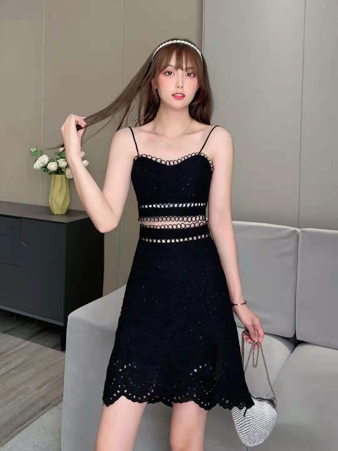 Lace Hollow Out Cami Dress Set High Quality Lined Skirt Summer Fashion for Women Wholesale Available