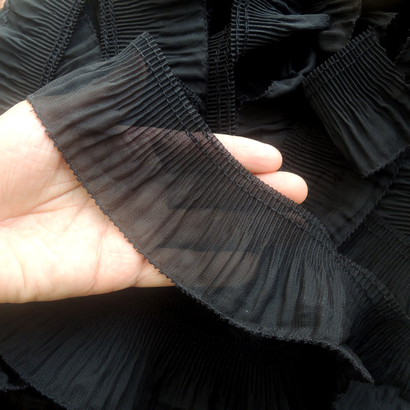 Good Quality Linen Pleated Chiffon Lace Day Single Organ Pleated Lace Clothes Accessories Decorative Sleeve diy