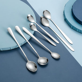 Long-Handled Spoon, Thickened Stainless Steel Seasoning Spoon, Mixing Spoon, Ice Spoon, Milk Tea Dessert Coffee Spoon, Commercial Seasoning Spoon