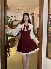 2024 New French Style dress Women's Early Autumn New Bow Skirt Casual dress