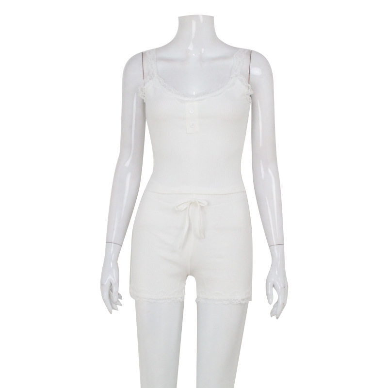Lace Camisole and Shorts Set Summer Casual Style Minimalist Design for Women Wholesale Available