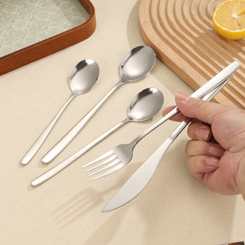 Positive 304 Stainless Steel Korean Knife, Fork and Spoon Tableware Hotel Restaurant Steak Knife and Fork Main Meal Spoon Dessert Spoon and Fork Wholesale