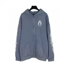 Balenciaga Hoodie Fire Logo Zip-Up Hoodie