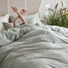 2025 new class a cotton embroidery four-piece set 1.5m bed sheet four-piece set mint green