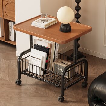 Movable Trolley Sofa Side Table Bedside Storage Rack High Coffee Table Table Living Room Snack Rental House Bedside Table