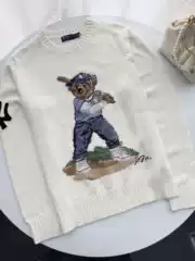 Rl/Scannable Code 26-Year-Old Bear Brand New Autumn and Winter Unisex Pure Cotton Heavy Embroidery Cartoon Crew Neck Knit Sweater