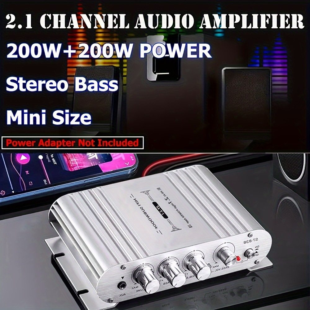St8382.1 Power Amplifier for Home and Car Use, 12V Power Amplifier, Hifi 2.1 Channel Amplifier