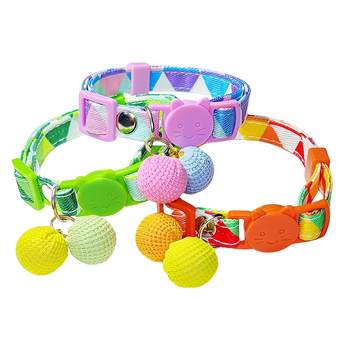 New Anti-Suffocation Adjustable Cat Collar Pet Color Geometric Collar Cat Dog Rabbit Neck Collar Cross-Border Wholesale