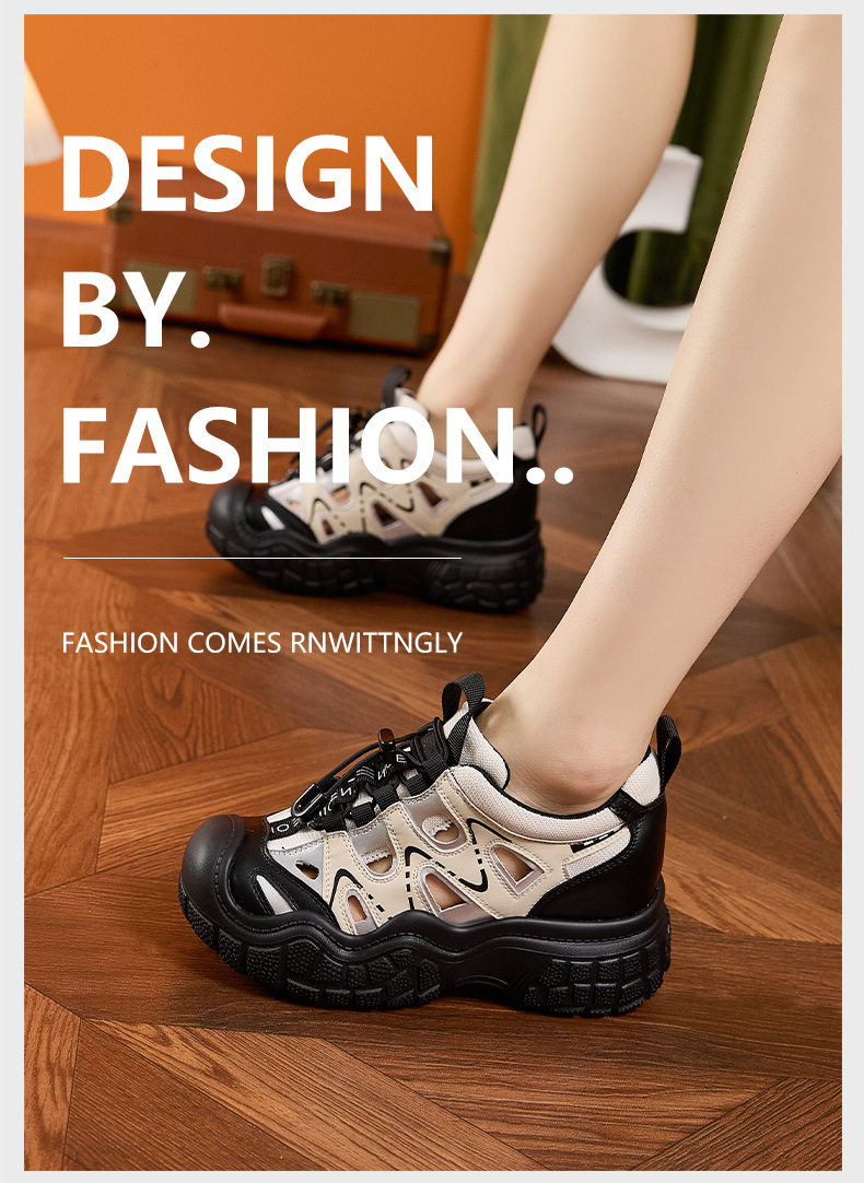 Giày sneaker nữ đế dày chunky phong cách thể thao đa năng — Len tinh khiết, Đen chi tiết 10
