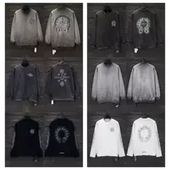 25Ss High-Quality Authentic Version Ch Autumn and Winter New Sanskrit Horseshoe Limited Edition Embroidered Patch Print Sweatshirt in Stock