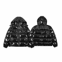 One-Piece Drop-Shipping Autumn and Winter Thickened Warm Trapstar Detachable Hood Glossy Pu Leather Cotton Jacket for Men and Women