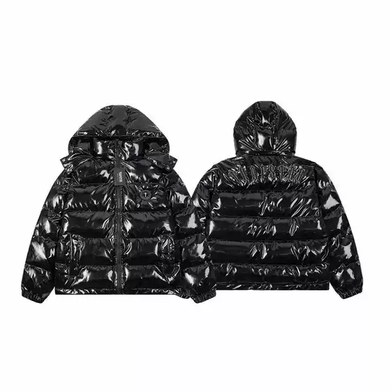 One-Piece Drop-Shipping Autumn and Winter Thickened Warm Trapstar Detachable Hood Glossy Pu Leather Cotton Jacket for Men and Women