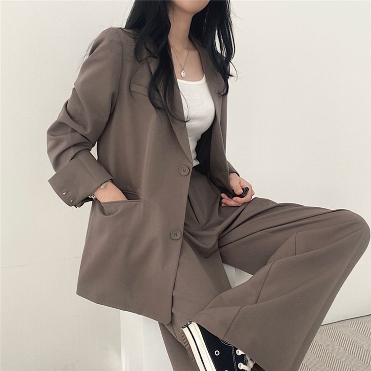 Chic Korean Style Blazer Set Elegant Mid Length Design Youthful Vibes Bright Colors Perfect for Spring and Autumn