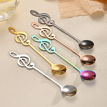 Cross-border stainless steel note spoon golden music symbol spoon honey bird's nest dessert coffee mixing spoon