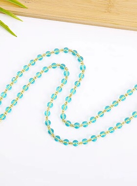 厂家直销绿色蓝色串珠项链绳毛衣链编织仿水晶透明纯色挂件绳