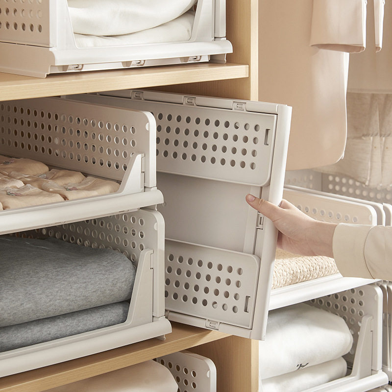 Clothes Storage Box Drawer-Type Plastic Storage Rack Wardrobe Storage Layered Multi-Layer Pull-Out Foldableable Clothes Foldableing Artifact