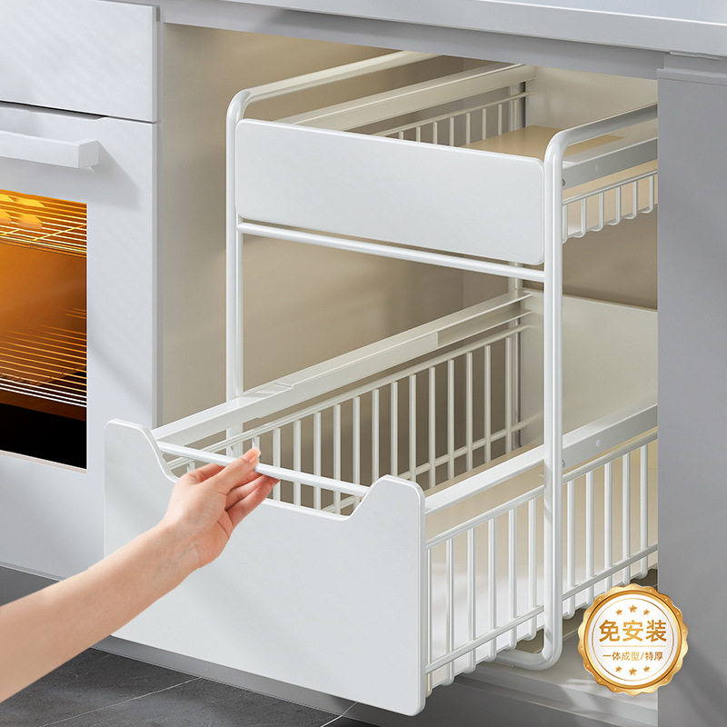 Kitchen Sink Storage Rack Multifunctional Storage Rack Seasoning Rack Pot Cabinet Drawable Basket Drawable Layered Shelf