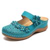 Wish Export 2020 Summer Floral Women's Sandals Retro Flat Round Toe Casual Sandals Breathable Versatile Flat Heel