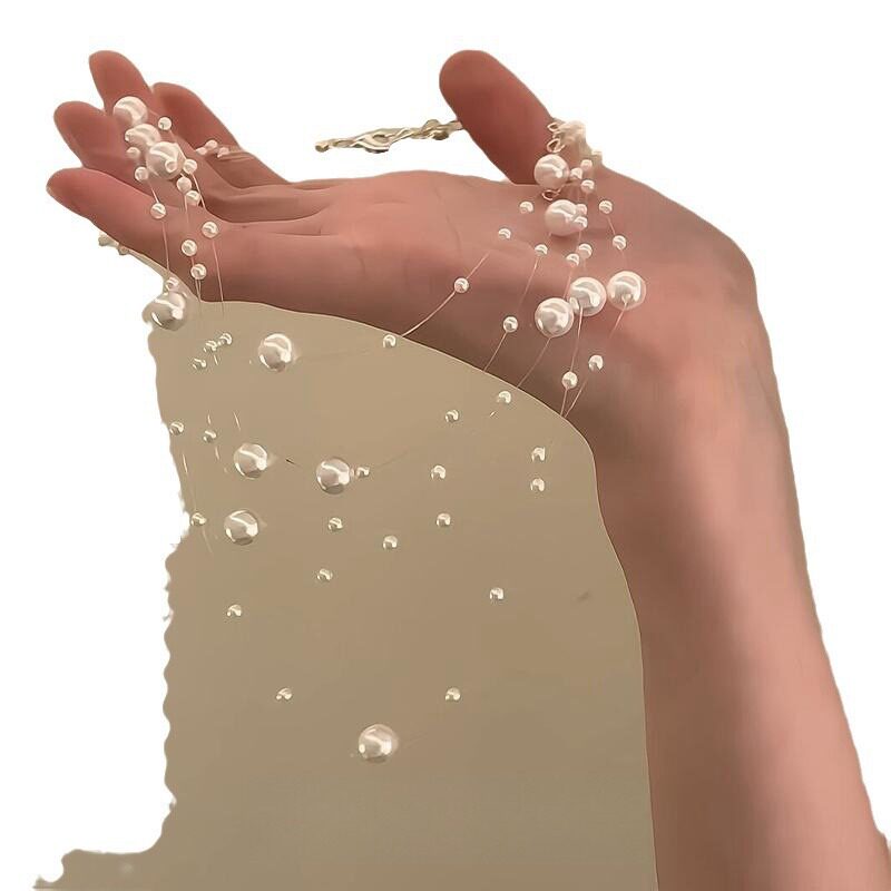 Super Fairy Star Multi-layer Pearl Necklace Women's Niche Design Sweet Elegant Fashion All-match Neckchain Clavicle Chain