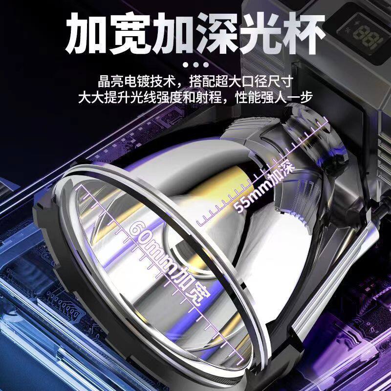 Cross-border headlight strong light long-range rechargeable waterproof super bright head-mounted flashlight long endurance outdoor fishing lamp