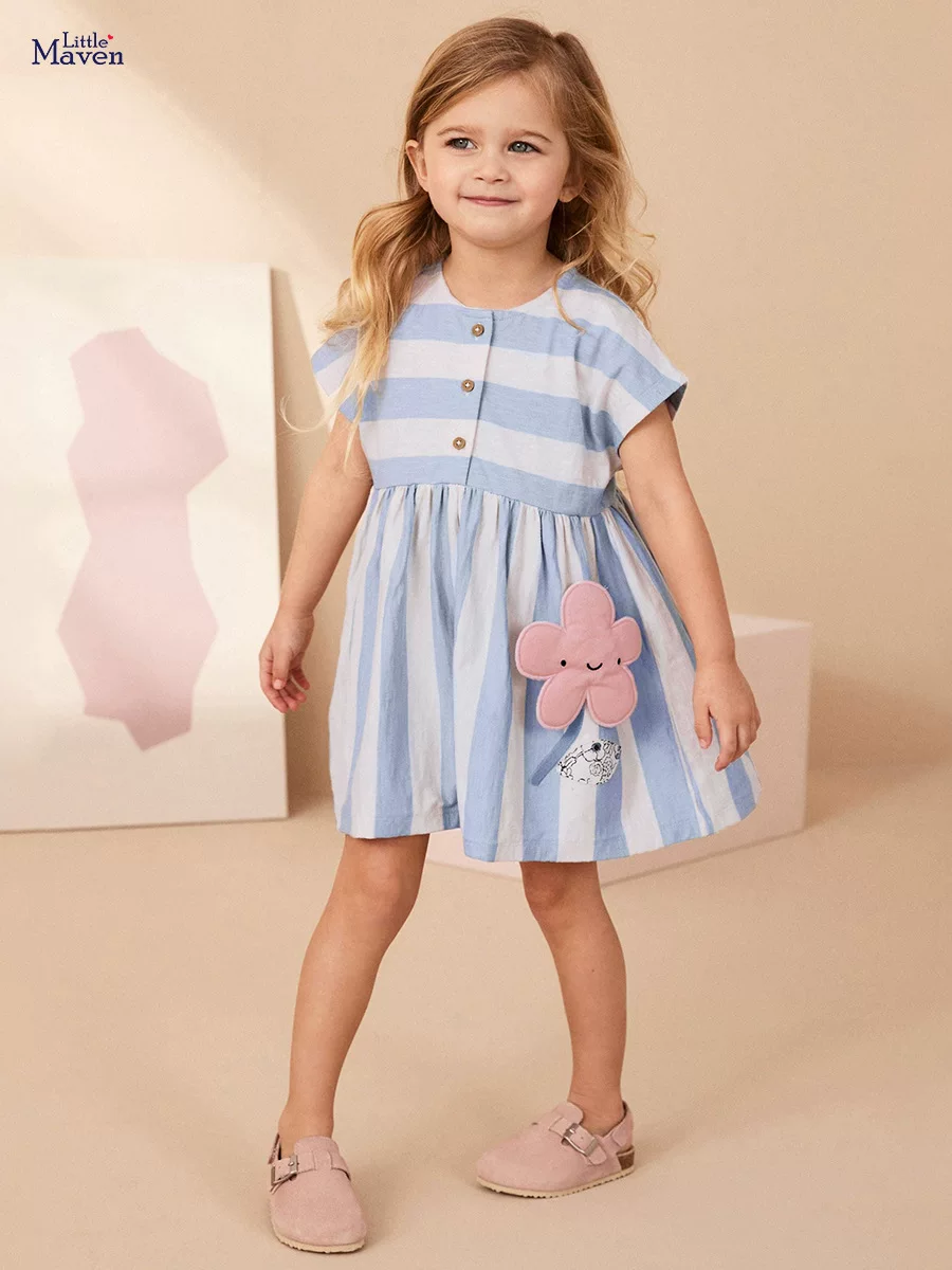 Source Children's Clothing Factory Direct Supply, Cute Short-sleeve Dress, Summer Kids' Skirt, Cotton Girls' Dress