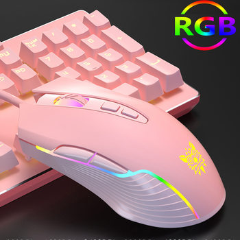 RGB backlit Game mouse macro definition photoelectric frosted pink girl electric competition online red eating chicken