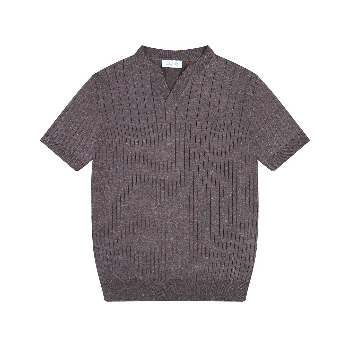 老钱风小V领短袖通勤针织衫纯色 26春夏新款莱赛尔条纹休闲上衣男