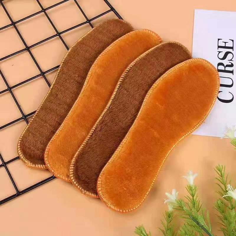 New winter thickened fleece-lined fur insole men and women deodorant sweat-absorbent wool plush thickened cotton insole wholesale