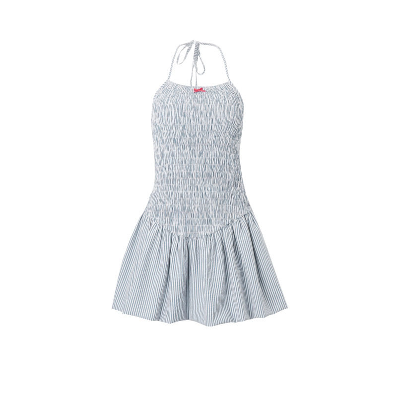 Sweet and Spicy Bow Tie Halter Neck Puff Dress Winter Collection Womens Fashion Wholesale Available