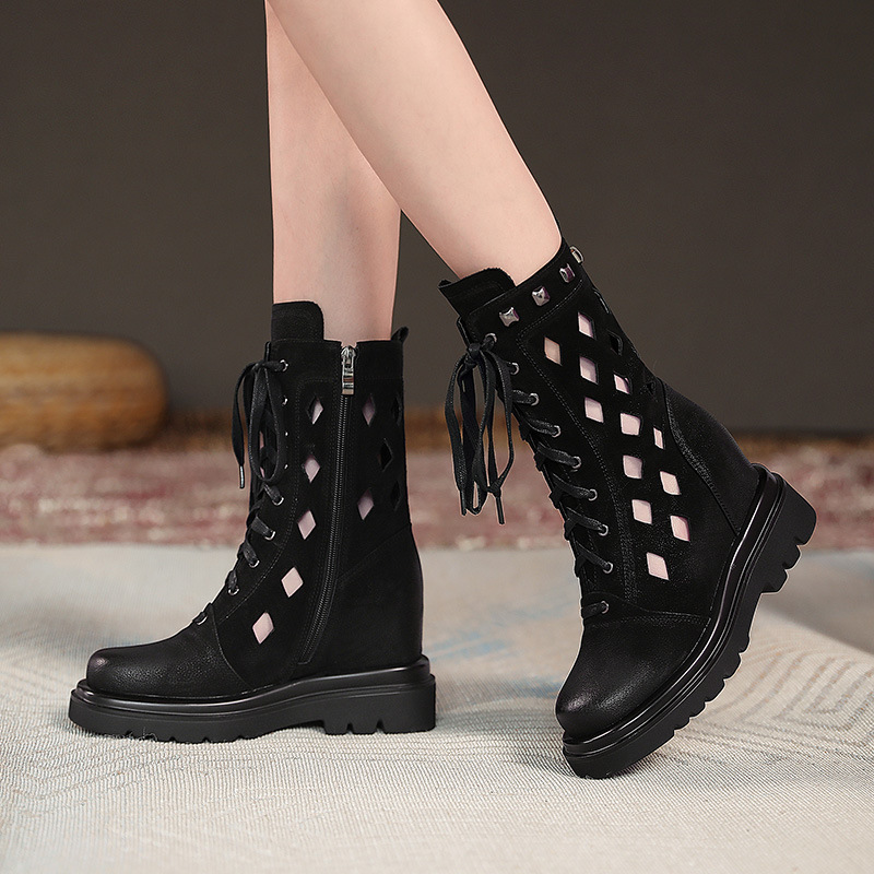 Boot Cổ Thấp Nữ Cao 10cm Tăng Chiều Cao Đế Cao