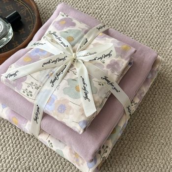 Small Fresh and Soft Double-layer Yarn Quilt Cover Four-piece Quilt Cover Mother and Infant Grade Cotton Yarn Class A Three-piece Bedding