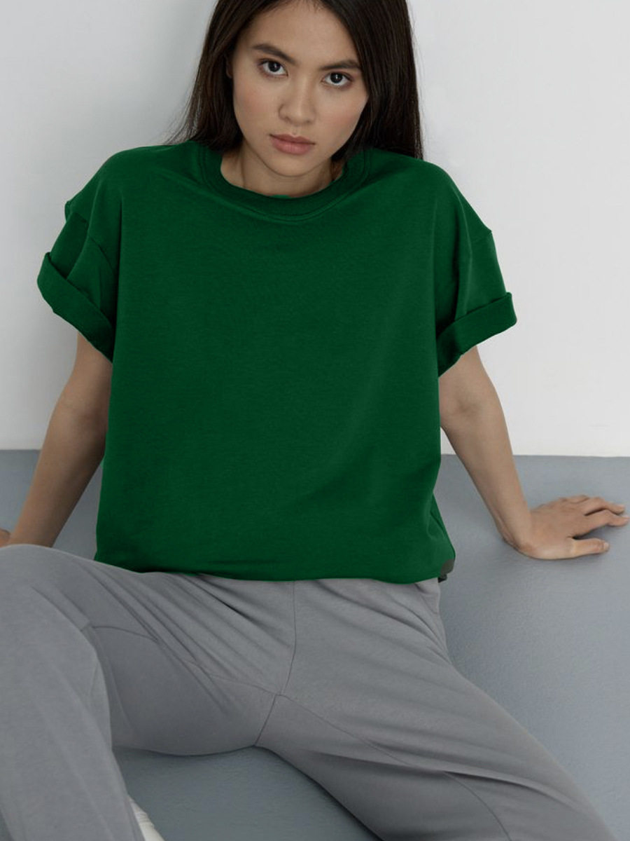 Womens 100 Cotton Solid Color T Shirt Round Neck Short Sleeve Versatile Style Spring Summer Collection Wholesale