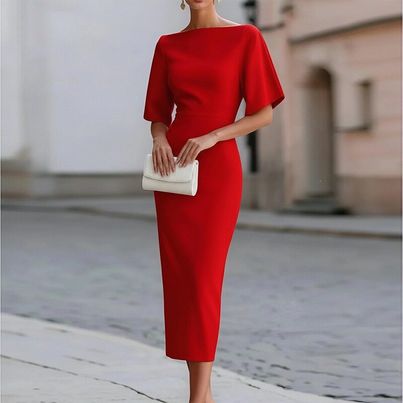 Summer Womens Dress Elegant Solid Color Slim Fit Bodycon Style Perfect for Parties and Events Wholesale Available