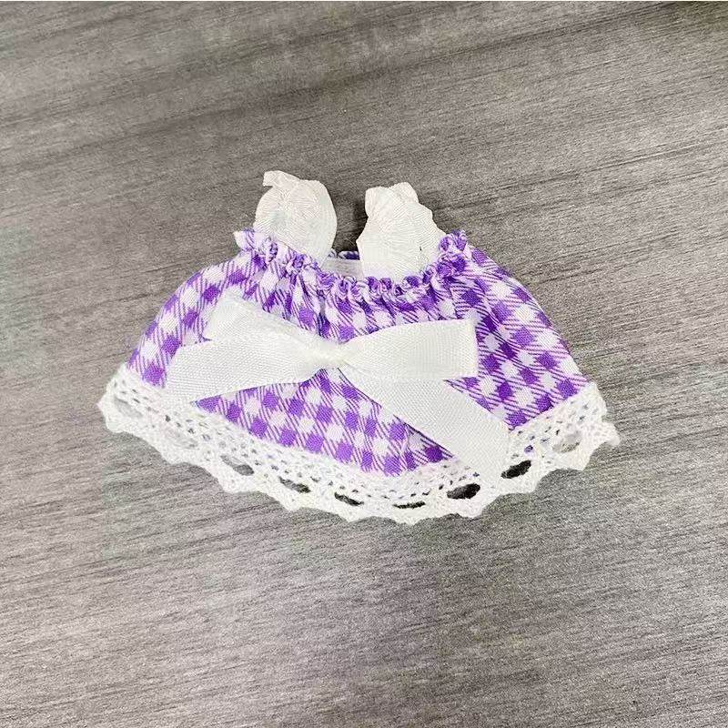 可爱迷你帆布包毛绒玩偶格子包西高地公仔扭棒小狗配饰格子裙娃衣
