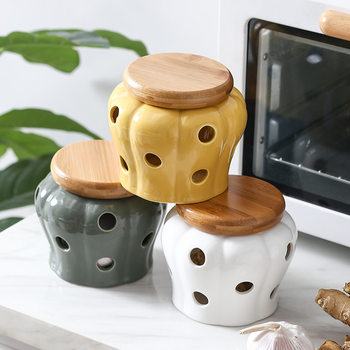 Creative Kitchen Garlic Ginger Chili Pepper Storage Cans Household Hollow Ventilated and Breathable Ceramic Storage Jar