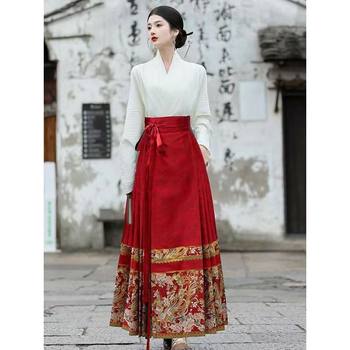 New Chinese style light Chinese style vest skirt suit women's autumn and winter elegant knitted long-sleeved top skirt two-piece set