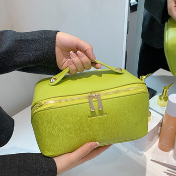 Cross-Border New Product Pebbled Portable Cosmetic Bag Women's Large-Capacity Cosmetic Storage Bag High-End Niche Toiletry Bag