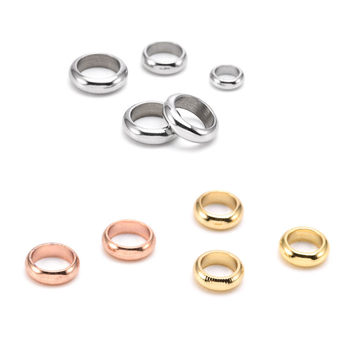 Wholesale Stainless Steel Gold Seamless Loop Leather Rope Bracelet Necklace Positioning Beads String Pearl Bead Loop Pass Test